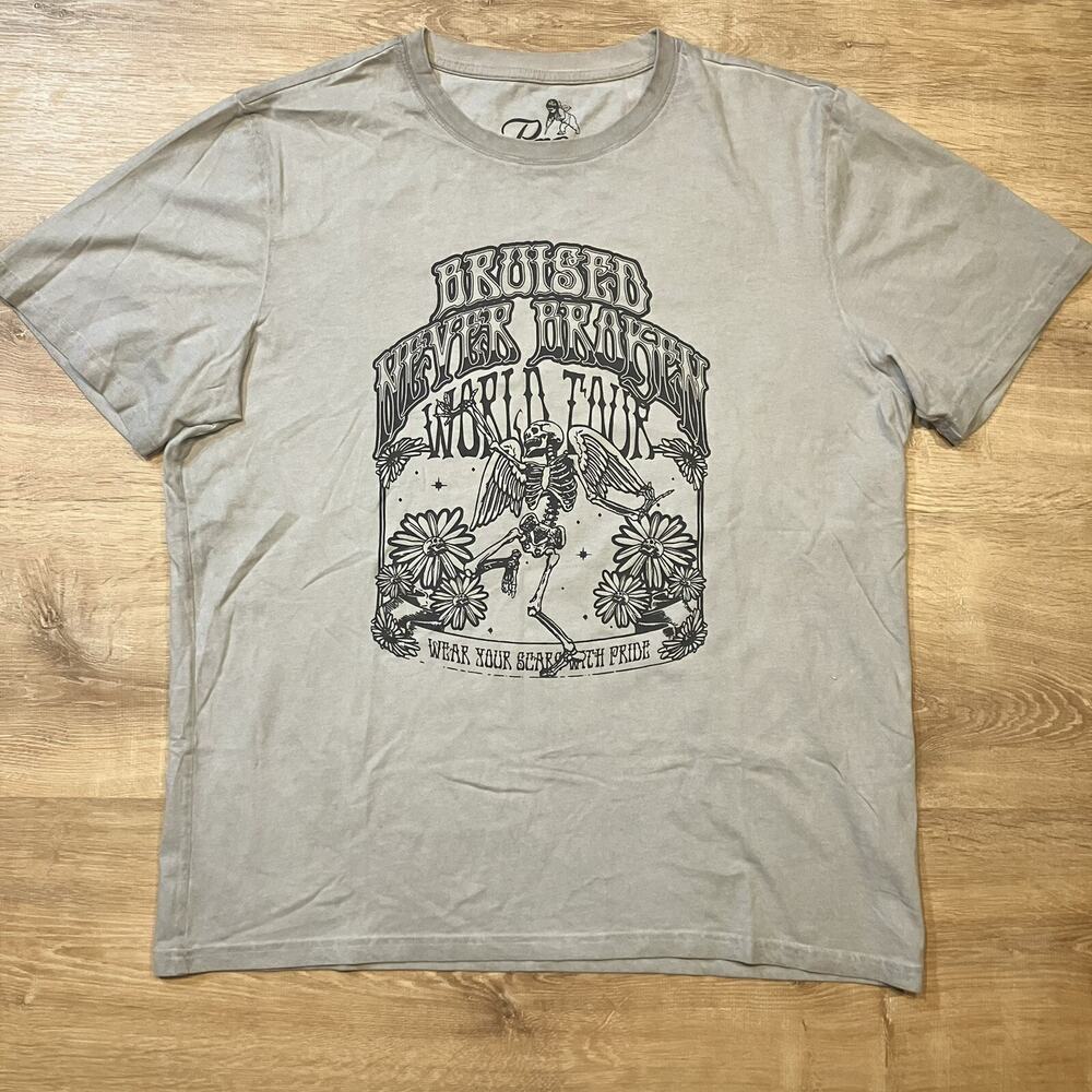 PRPS Goods & Co T-Shirt Vintage Grey Wash NY Japan Original Denim Brand Mens XL